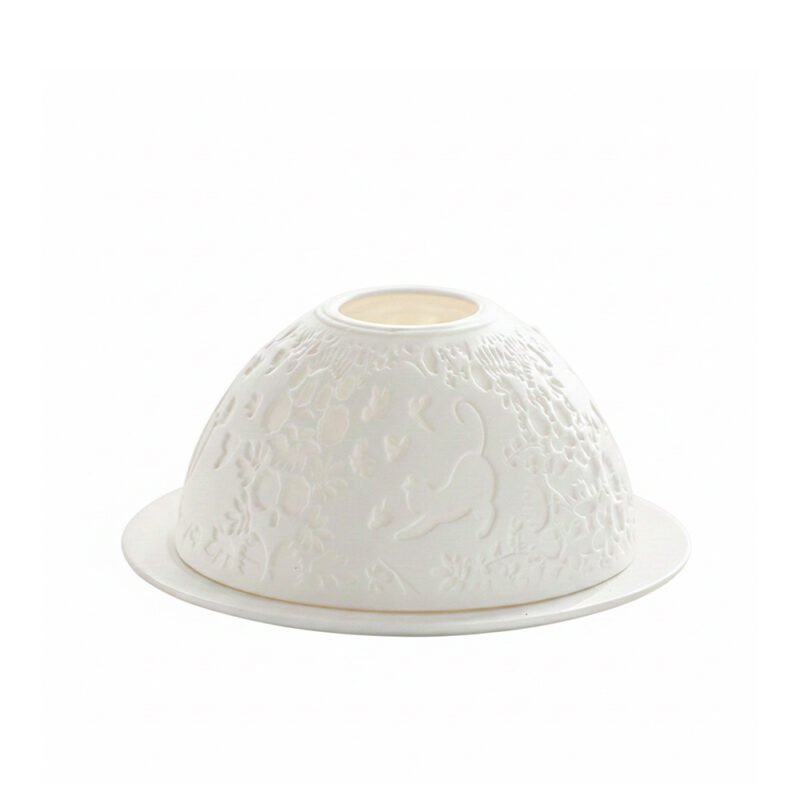 Embossed White Porcelain Tealight Candle Holder
