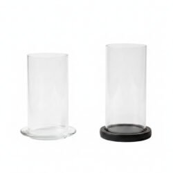Glass Hurricane Candle Holder with Black Wooden Base