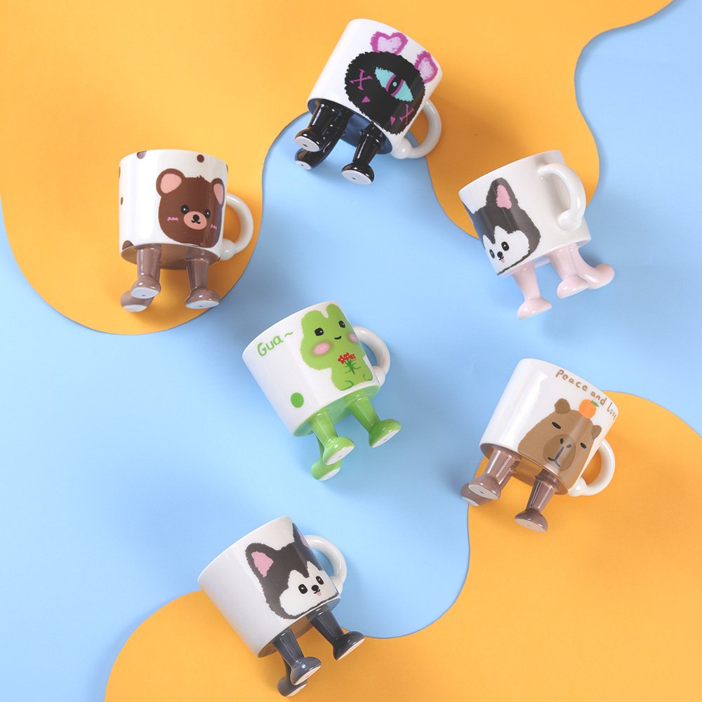 Ceramic coffee mugs with 3-legged tripod base by ENjoycePicks