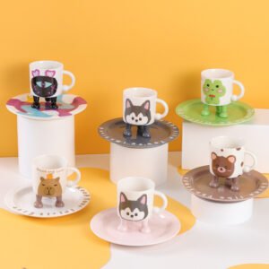 Three Legged Monster Coffee Mugs and Saucer Sets for 2026 Trend Home Decor Ceramic Cup Gifts