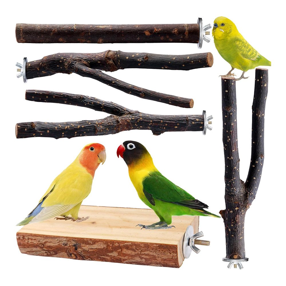 Natural Wood Bird Perch Set