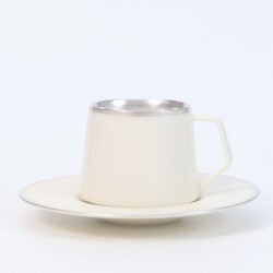 Tapered Coffee Mug Set with Silver Interior (7.8 oz. Cup and 6" Saucer)