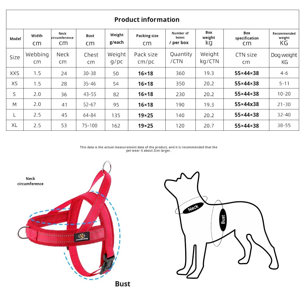 Reflective Breathable Dog Harness – Adjustable Nylon Mesh Pet Chest Vest for Small, Medium & Large Dogs - Image 3