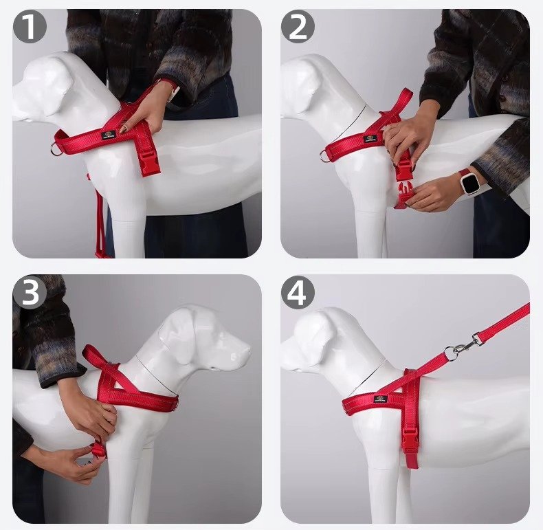 Reflective Breathable Dog Harness – Adjustable Nylon Mesh Pet Chest Vest for Small, Medium & Large Dogs - Image 4