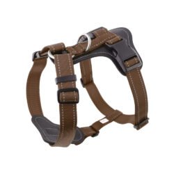 Brown leather vest dog harness